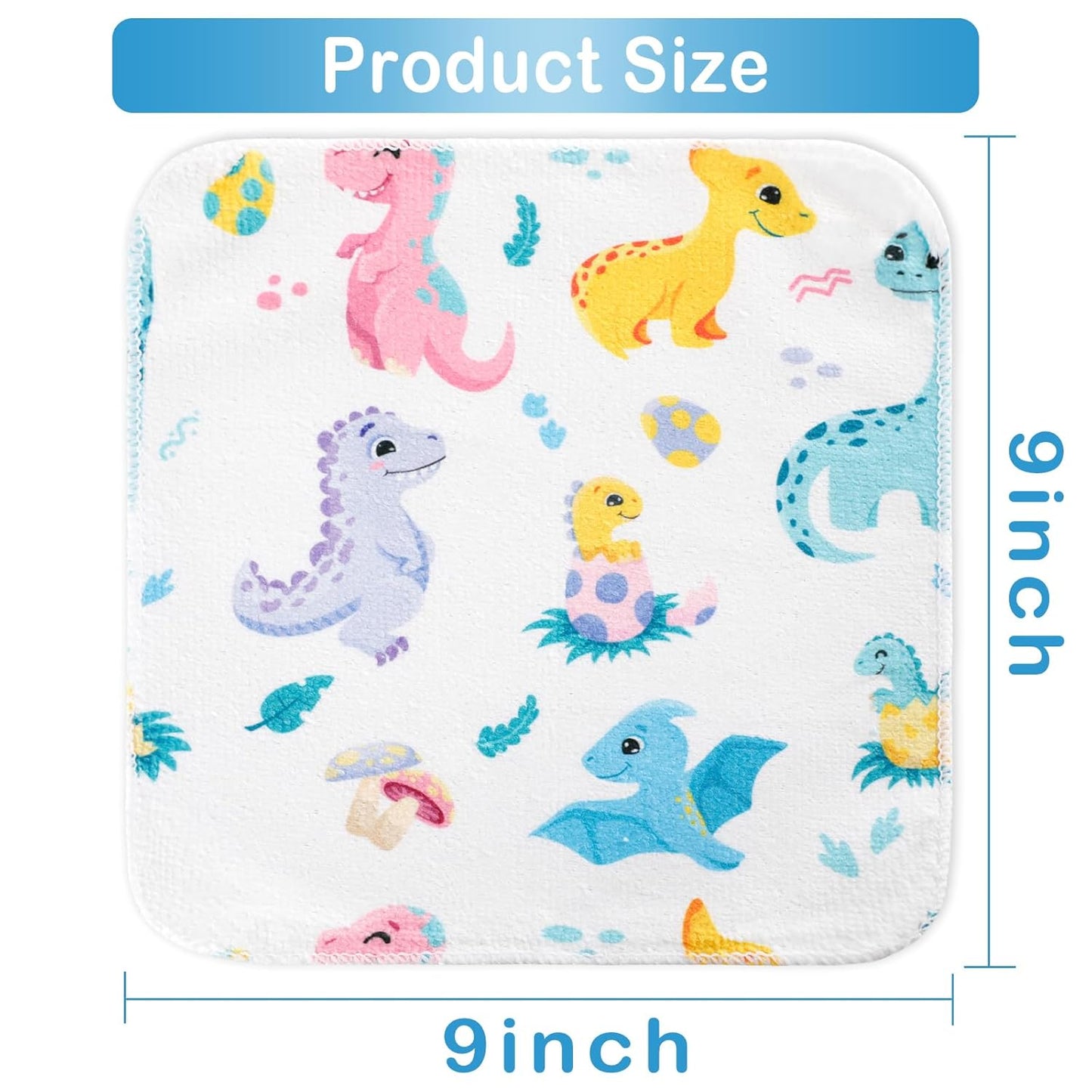 Baby Washcloths, 24Pack Baby Wash Cloths Extra Soft & Ultra Absorbent, Baby Towels and Washcloths Face Towels for Unisex Boys Girls Body, Washclothes Gentle on Sensitive Skin, 9x9 Purple Dinosaur