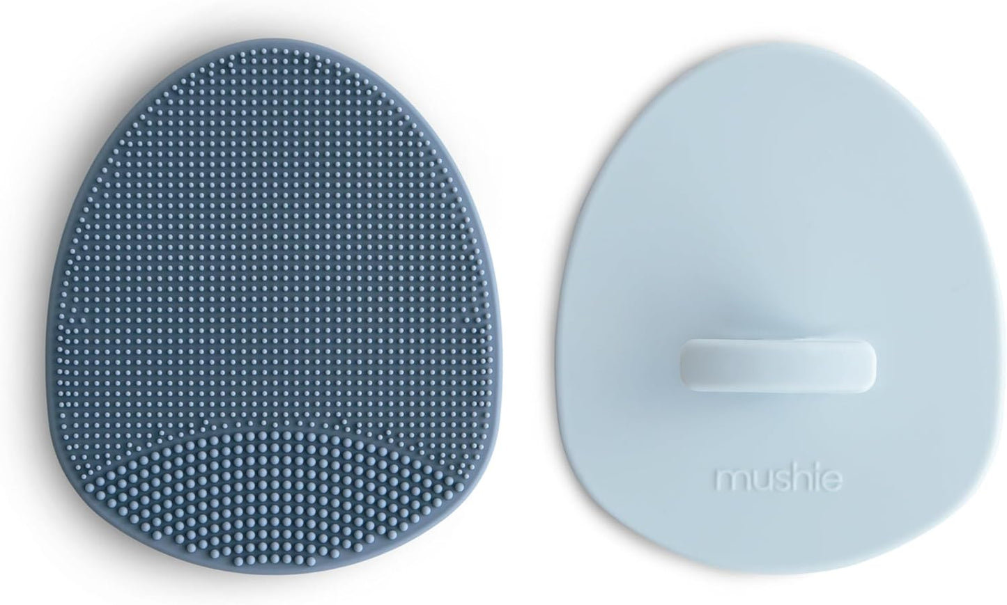 mushie Baby Bath Cradle Cap Brush | Soft Silicone Bristles for Dry Skin, Eczema, & Cradle Cap Treatment | 2-Pack (Tradewinds/Periwinkle)