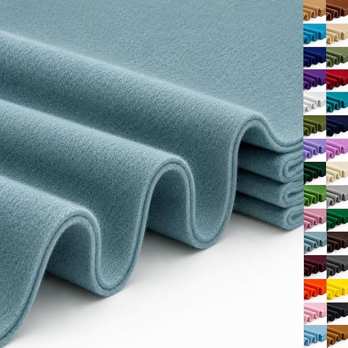 Dusty Blue Large Felt Fabric 36" x 36", 1.4 mm Soft Felt Sheet, Nonwoven Fabric