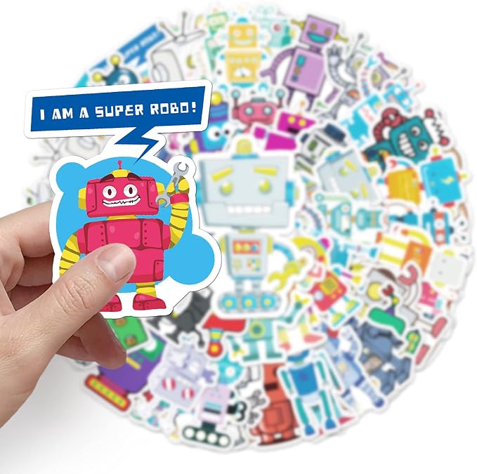 Cute Cartoon Robot Stickers for Kids