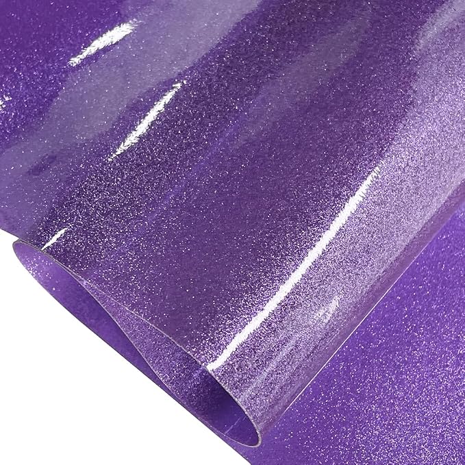 ONEART | Purple Transparent Glitter Vinyl Roll, 0.7 mm Solid Clear PVC Jelly