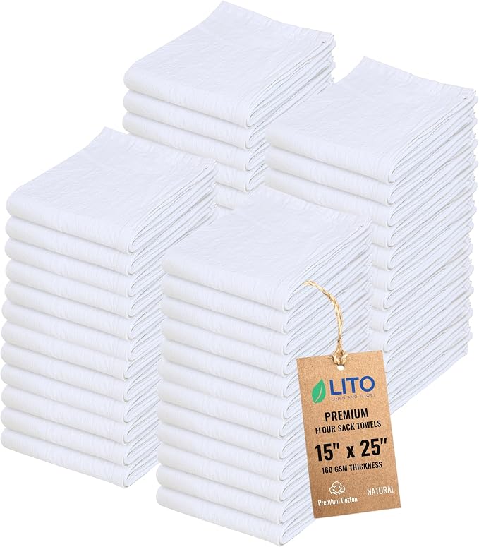 Flour Sack Towels | Tea Towel for Crafts| Kitchen Dish Cotton Blank Towel for