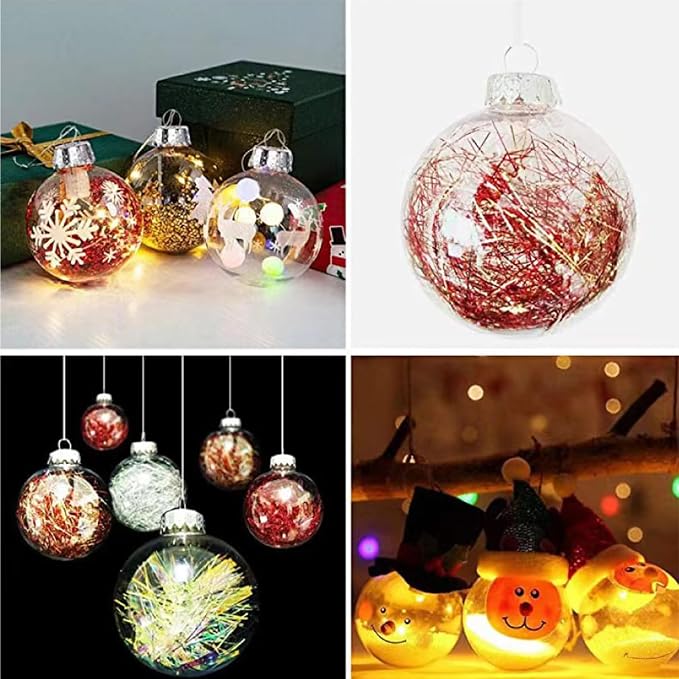 12 Pcs DIY Clear Plastic Fillable Balls Ornament, 2.36Inch Christmas Balls |