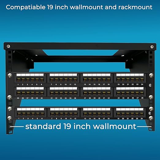 Rapink Patch Panel 24 Port Cat6 10G Support, Network Panel UTP 19-Inch, Wallmount or Rackmount 1U Ethernet Patch Panel Punch Down Block for Cat6, Cat5e, Cat5 Cabling