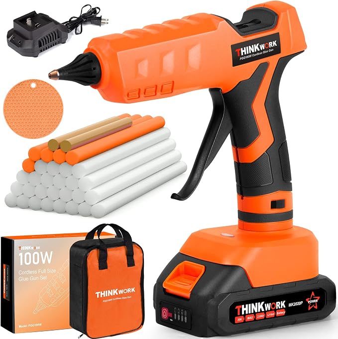 THINKWORK Hot Glue Gun, 20V Cordless Glue Gun