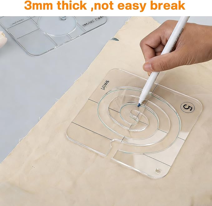 14 PCs Free Motion Quilting Template Set Includes 11 Quilting Templates 3mm