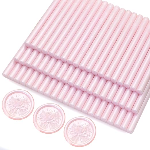60pcs Wax Seal Sticks, Light Pink Sealing Wax Sticks, HOSEALING Glue Gun Wax