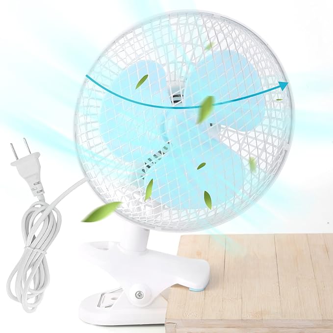 8-Inch Clip on Fan, 2 Speed Convertible Desk Fan with Strong Clamp, Tilting and Shaking with Strong Airflow, Quite, Powerful Clip Fa n on Bed and Desk for Home Office Dorm with 3.94FT Cable Cord