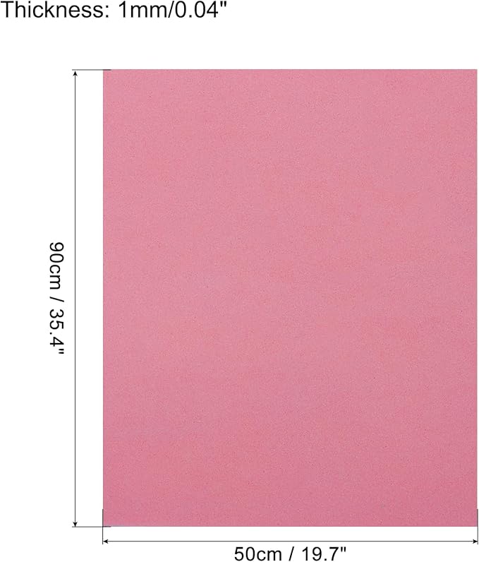 MECCANIXITY EVA Foam Sheets Pink 19.7 Inch x 35.4 Inch 1mm Thick Crafts Foam