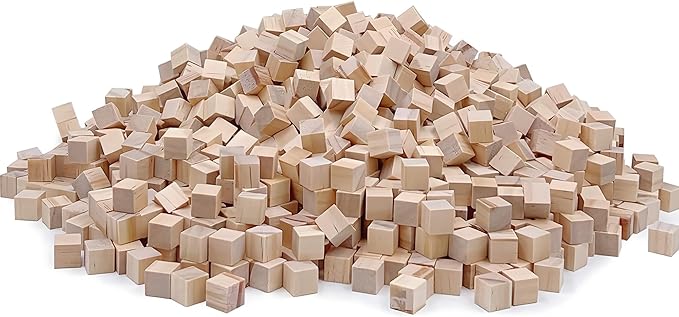 Wood Blocks for Crafts, Unfinished Wood Cubes, 1cm Natural Wooden Blocks