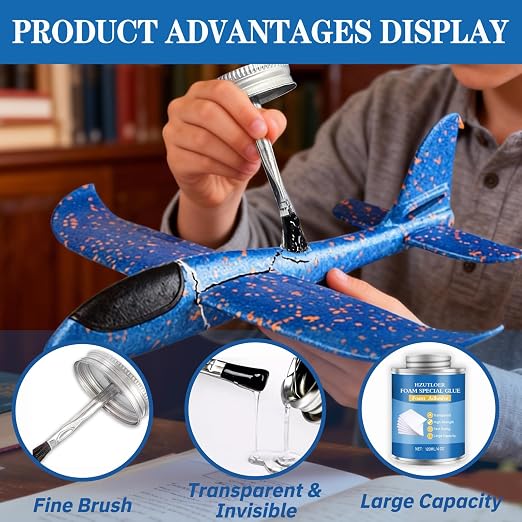 4OZ Foam Glue with Brush, High Strength Clear Foam Adhesive