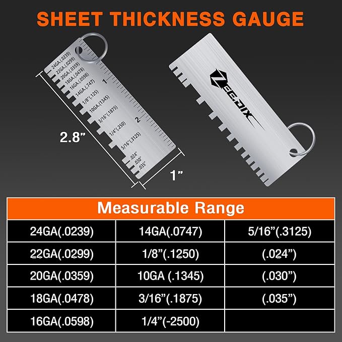 ZeeDix 2 PCS Metal Thickness Gauge Portable Steel Thickness Gauge Metal