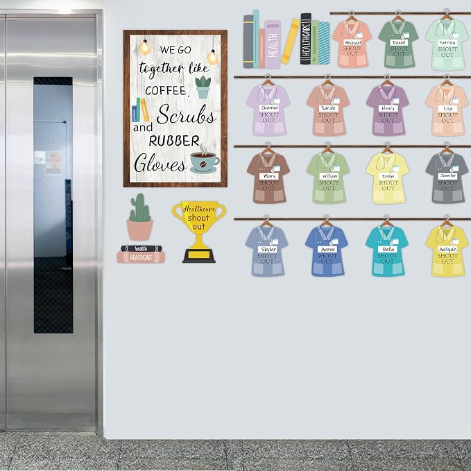 Naozinebi Healthy Bulletin Board Set Healthcare Workers Nurses Classroom