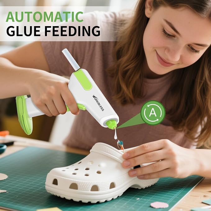 Cordless Hot Glue Gun 4V Fast Heat Continuous Flow Glue Stick Set | 2.9Ah