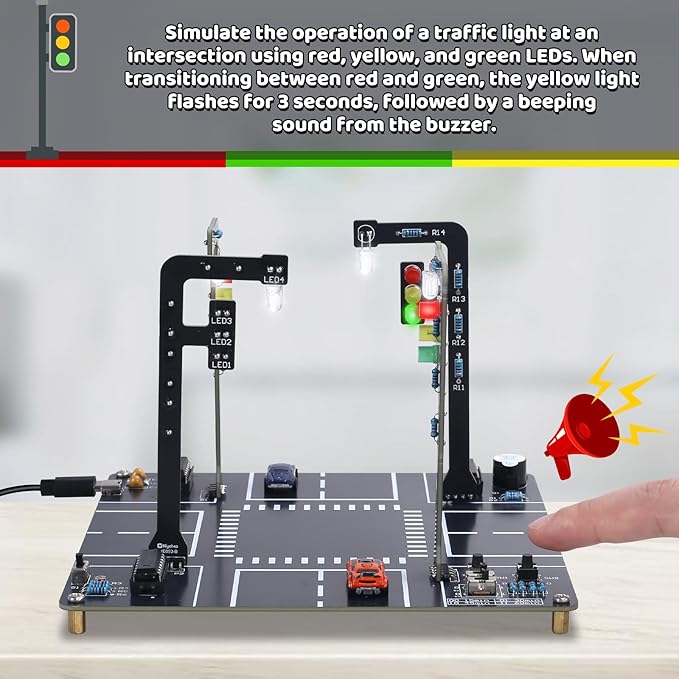 MIOYOOW LED Traffic Light Simulation Soldering Practice Kit, DIY Traffic Signal Light Circuit Board Soldering Kit with Sounds, STEM Educational Electronics Projects for Home and School Learning