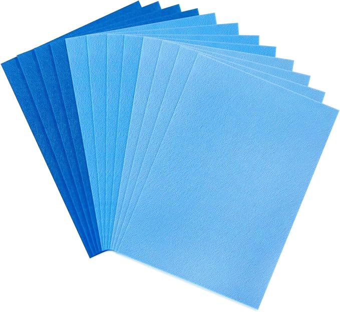 12 PCS Felt Fabric Sheets Shades of Blue, 7.87*11.8 inch A4 Stiff Felt Squares