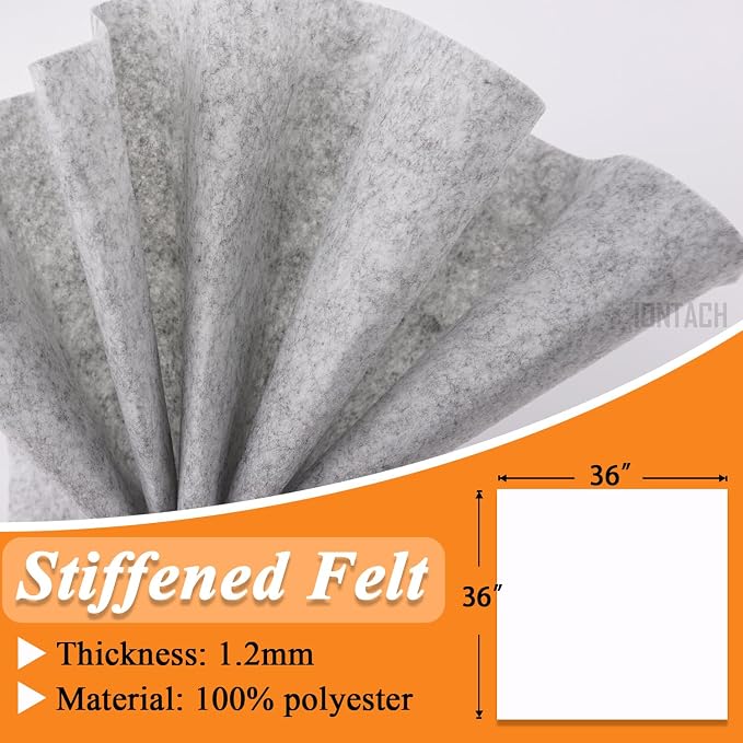 IONTACH 36" X 36" Grey Stiff Felt Fabric 1.2mm Thick | Felt Sheet