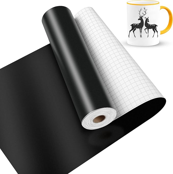 Matte Black Permanent Vinyl, Lya Vinyl Matte Black 12" x 50Ft Permanent