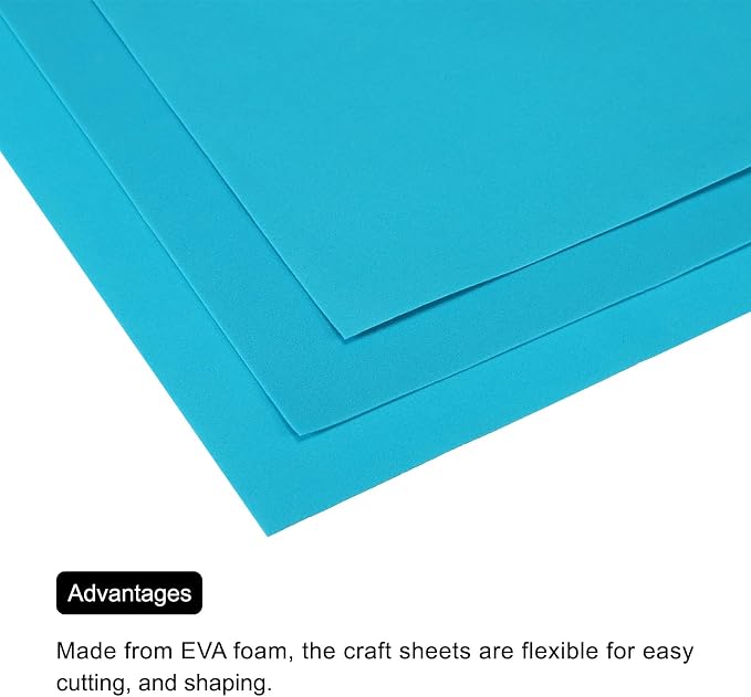 MECCANIXITY EVA Foam Sheets Lake Blue 19.7 Inch x 19.7 Inch 1mm Thick Crafts