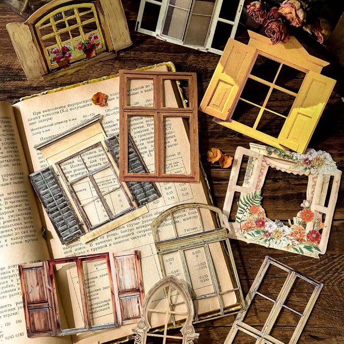 Vintage Scrapbook Paper Window Cutout Stickers