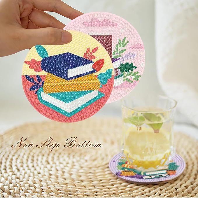 8 Pcs Book Diamond Art Coasters Kit