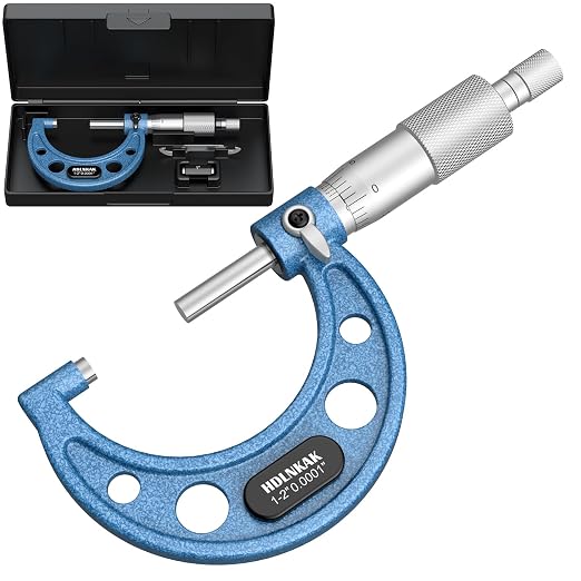 HDLNKAK Outside Micrometer, 1-2" Machinist Micrometer, 0.0001" Graduation