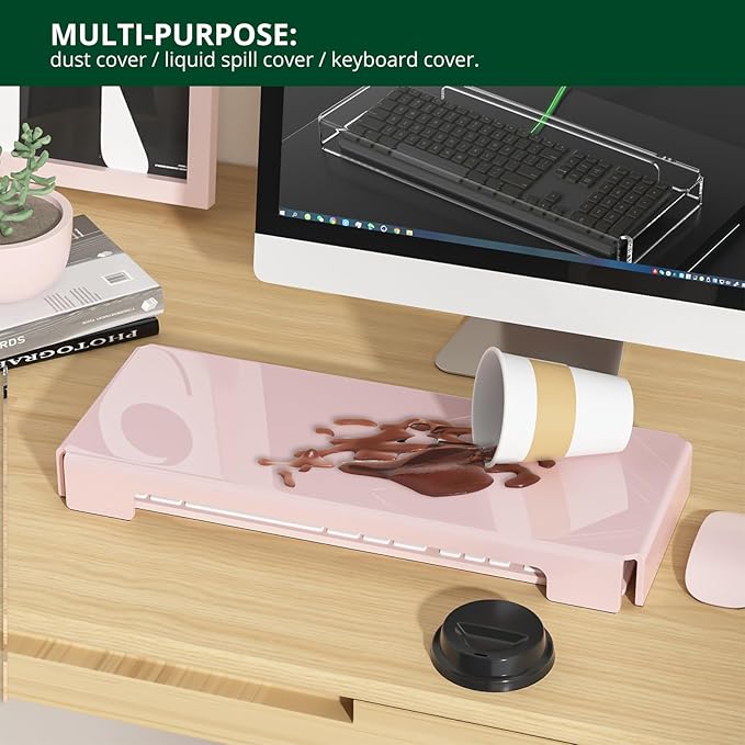Acrylic Computer Keyboard Cover, Mechanical Keyboard Dust Cover PC Keyboard Cat Protector, Cat Keyboard Protector (1 Pack, Lightpink)