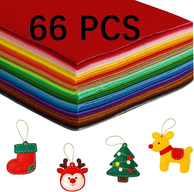LIZOIDZSM 66 pcs Colored Felt Fabric Sheet, 12 x 8 inch Pastel Felt Sheets