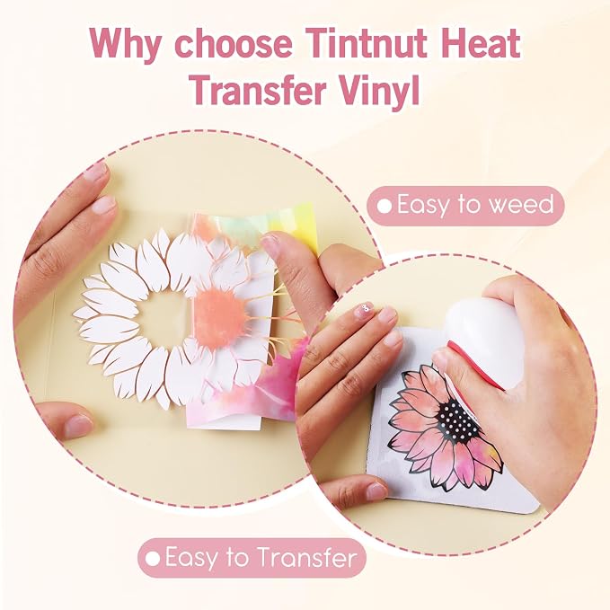 Tintnut Rainbow Tie Dye Heat Transfer Vinyl, easy cut & weed, stretch washable
