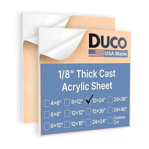 Duco White Cast Acrylic Sheets 1/8" Thick 12" x 24"