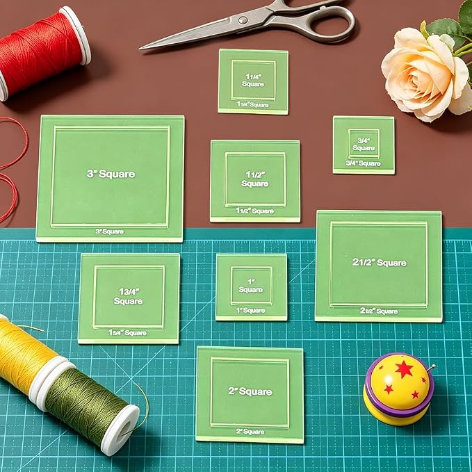 BENECREAT 16 Pcs Square Quilting Template, Acrylic Intricate Sewing Machine
