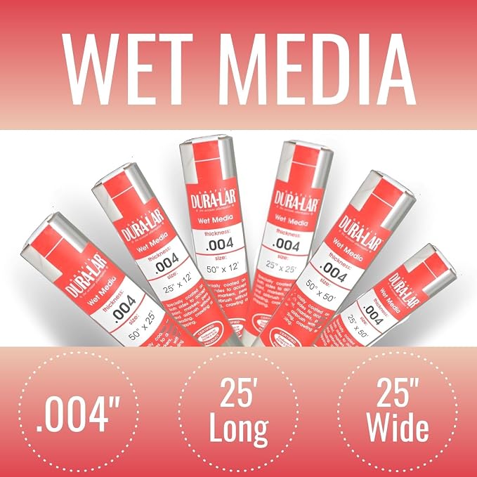 Grafix Dura-Lar 0.004" Film, Ultra Clear Wet Media 25" x25', Plastic Film