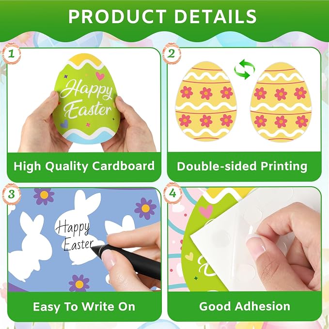 54Pcs Easter Egg Cutouts, Spring Classroom Bulletin Board Decorations,