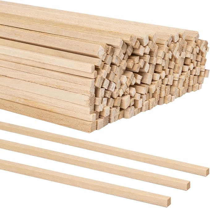 160Pcs Balsa Wood Sticks, 12 Inch Square Wooden Dowels, Hardwood Square Dowels