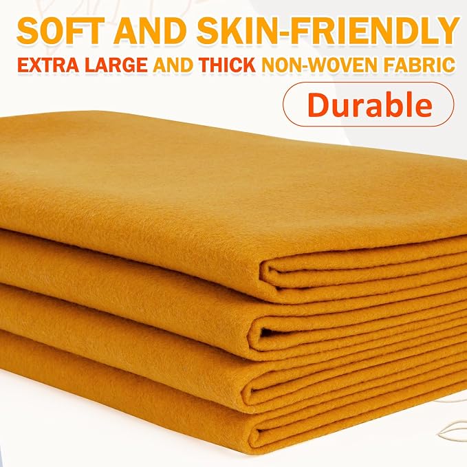 XSEINO Antique Gold Large Felt Fabric 36" X 36 ", 1.4 mm Thick Soft Felt Fabric