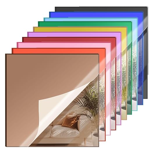 Colored Mirror Acrylic Sheet Set, 10 Pack 8×8 inch – Laser Cutting & DIY Crafts