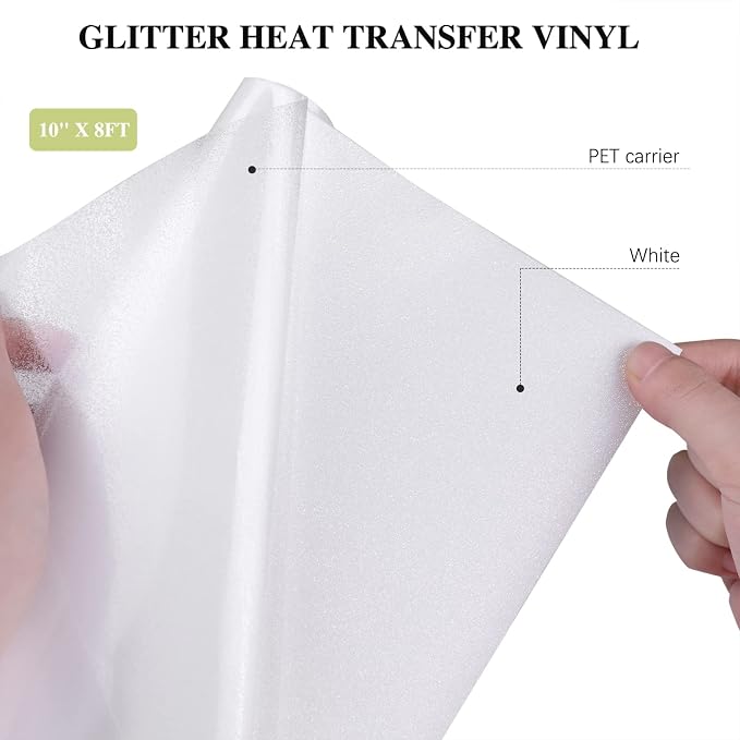 HTVRONT White Glitter HTV Vinyl