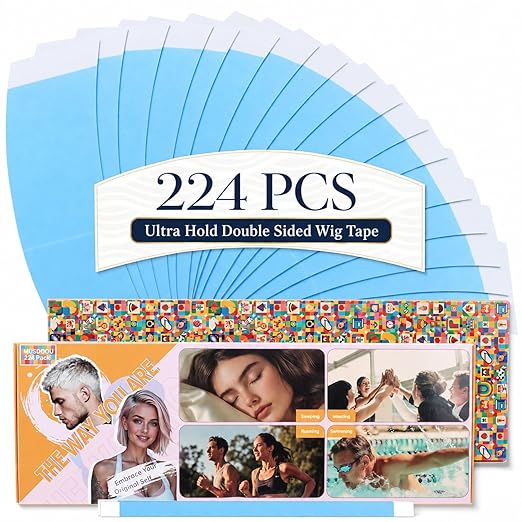 224pcs Wig Tape Double Sided Ultra Hold, Waterproof Lace Front Tape