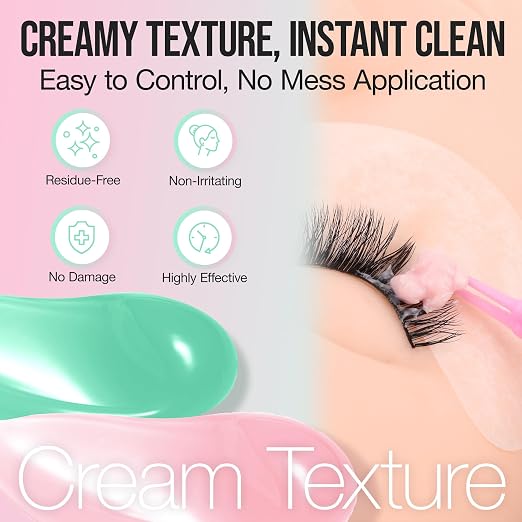 LASHVIEW Lash Glue Remover Cream Gentle Aloe Low Irritation Eyelash Remover Kit