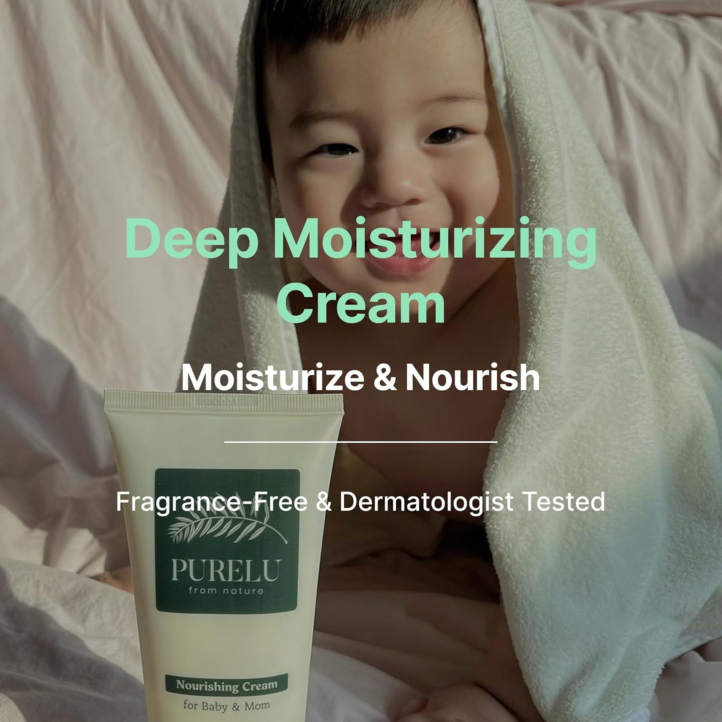 PURELU Baby Deep Moisturizing Cream with Shea Butter & Ceramides for Sensitive Skin, Baby Skin Care, Hypoallergenic Fragrance Free Vegan (5.07 Fl Oz)