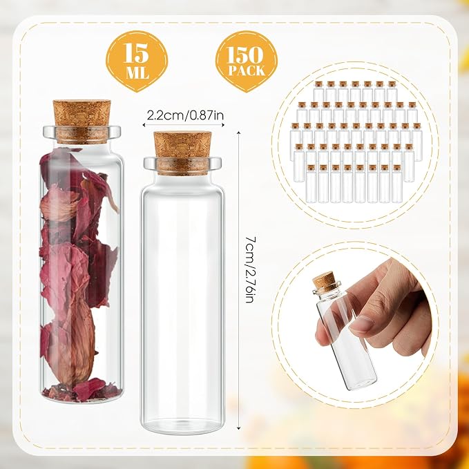 Gerrii 150 Pcs 15 ml Mini Glass Bottles