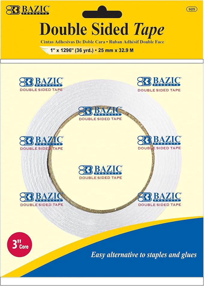 BAZIC Double Sided Tape 1" X 36 Yard, Permanent Double-Sided Tape