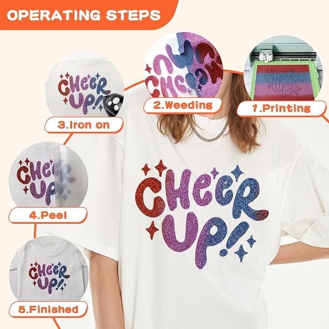 guangyintong Rainbow Glitter Heat Transfer Vinyl