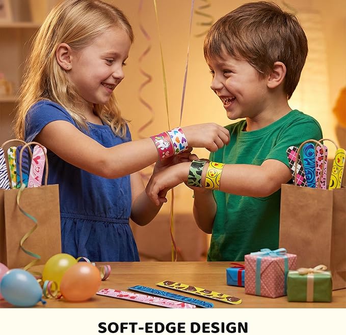 LovesTown Slap Bracelets for Kids, Birthday Exchanging Gifts, Goodies Bag