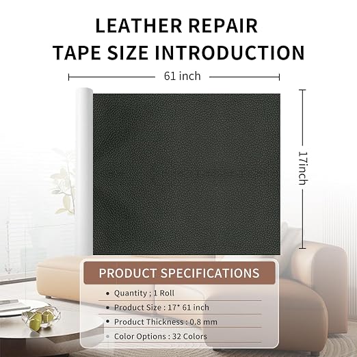 Leather Repair Patch Tape, Car Seat, Vinyl Leather Repair Kit
