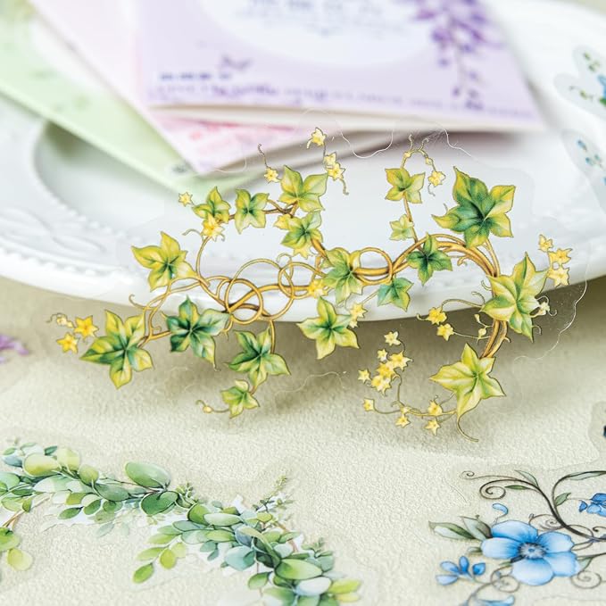 120 Pcs Floral Vine PET Stickers