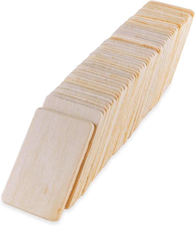 Super Z Outlet 50 Pack Unfinished Natural Wood Rectangle Blank Pieces Wooden