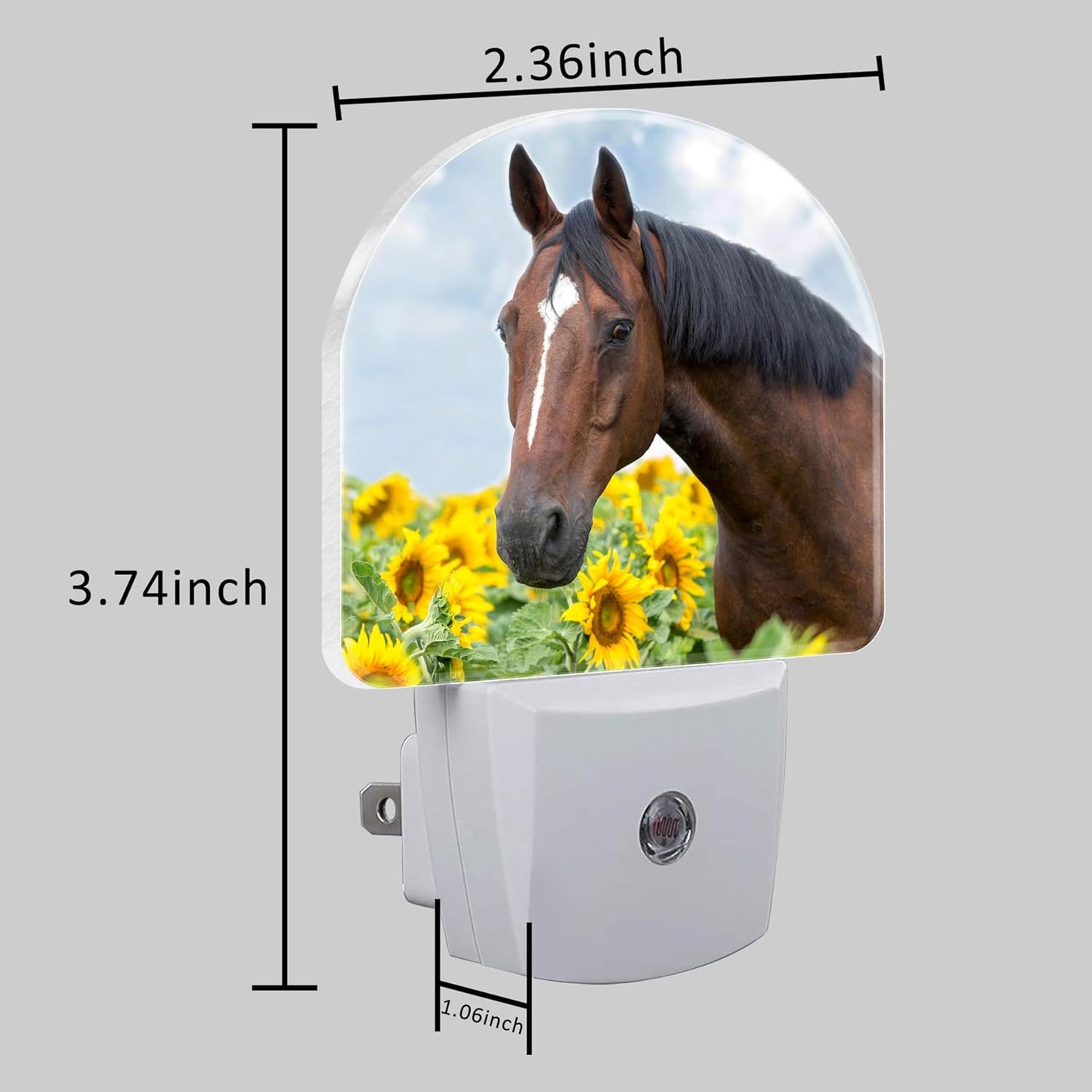 Night Light Plug into Wall Horse in Sunflower Field with Dusk to Dawn Sensor for Kid Girls Boys Women Men Room Decor, Hallway, Kitchen, Bathroom, Nursery, Stairs