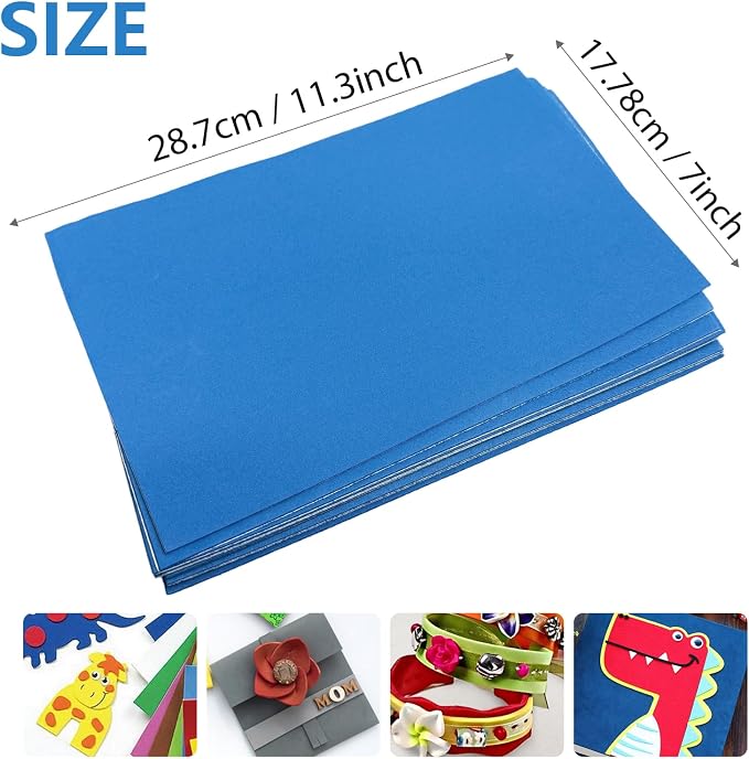 Adhesive Foam Sheets, 7x11.3 Inch Craft Eva Foam Sheets, 2mm Thick 10 Pcs