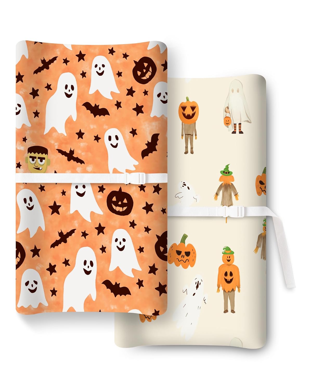 Halloween Baby Changing Pad Cover for Girls Boys, Fits Standard Changing Tables, Frankenstein, Pumpkin, Ghost